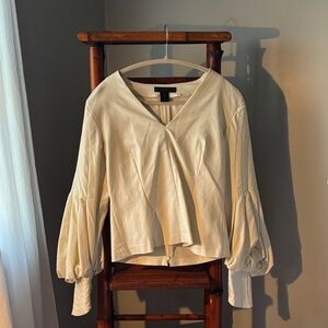 Chic Cream Blouse with Balloon Sleeves
